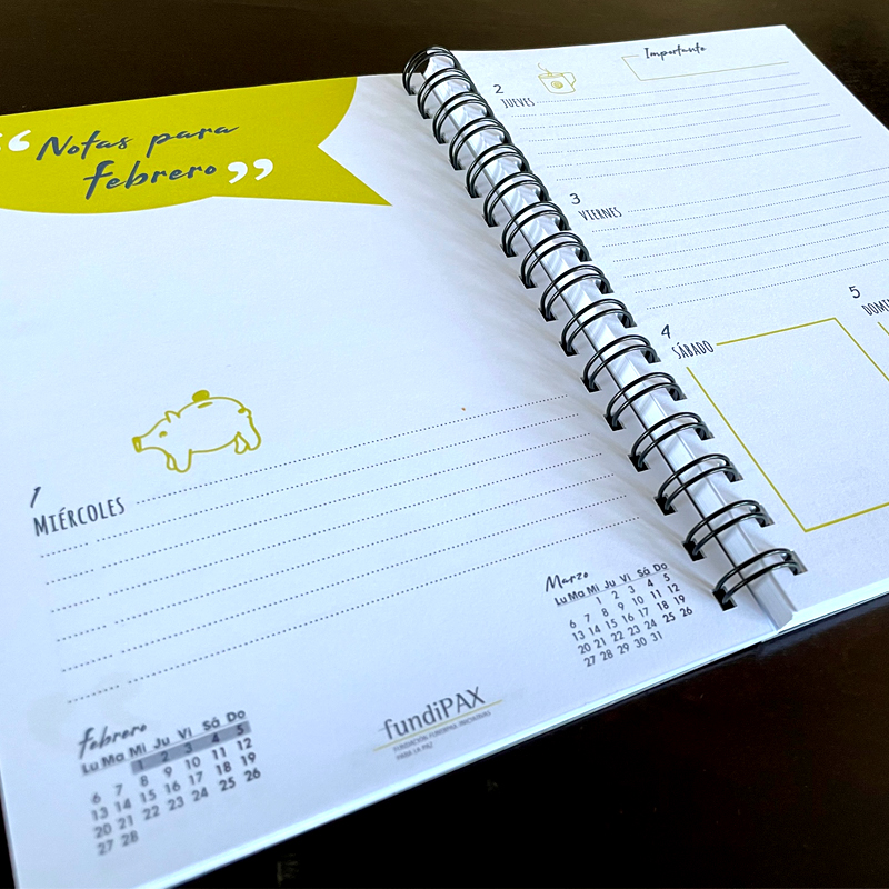 diseño personalizado agenda anual interior. semana vista